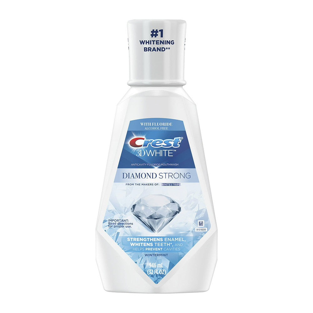 Crest 3D White Diamond Fluoride Mouthwash, Alcohol Free, Wintermint, 32 Oz